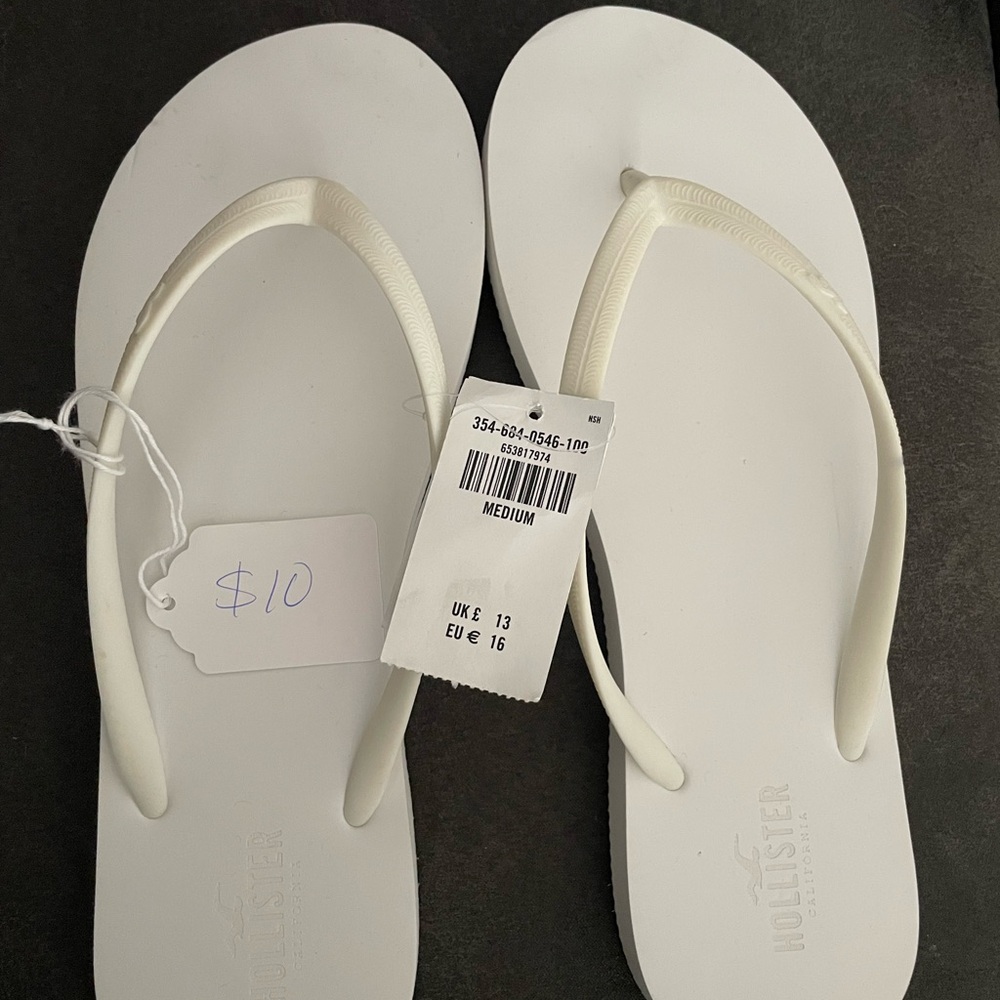 Hollister White Flip Flops